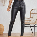 Essnce Pantalones largos ajustados casuales y simples con botones en la bragueta