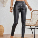 Essnce Pantalones largos ajustados casuales y simples con botones en la bragueta