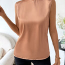 Clasi Blusa Sin Mangas Con Cuello Acampanado Sin Espalda Para Mujer