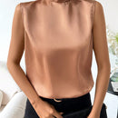 Clasi Blusa Sin Mangas Con Cuello Acampanado Sin Espalda Para Mujer