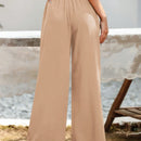Essnce pantalones casuales sueltos de pierna ancha con bolsillos y cintura fruncida de unicolor para mujeres