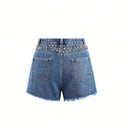 Shorts Vaqueros Rasgados Con Remaches