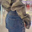 Shorts Vaqueros Rasgados Con Remaches