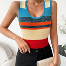 Essnce Sueter Sin Mangas Para Mujeres, Ajustado, Acanalado Y Con Bloque De Color Y Rayas