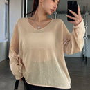 DAZY Jersey De Manga Larga Delgada De Ajuste Holgado De Color Solido Para Mujer