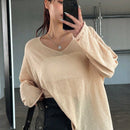 DAZY Jersey De Manga Larga Delgada De Ajuste Holgado De Color Solido Para Mujer