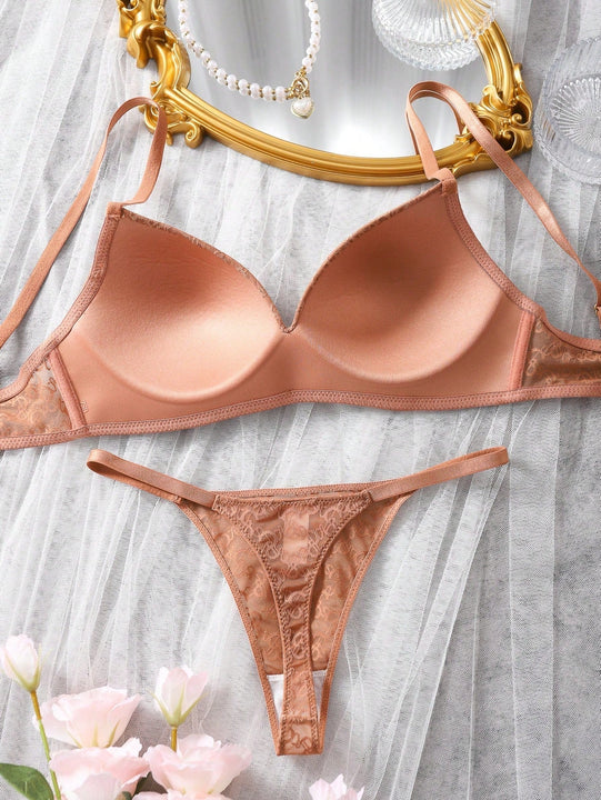 Conjunto De Lenceria Para Mujeres Con Tanga Y Sujetador