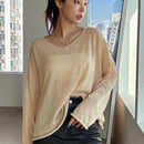 DAZY Jersey De Manga Larga Delgada De Ajuste Holgado De Color Solido Para Mujer