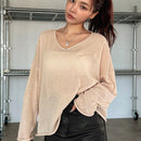 DAZY Jersey De Manga Larga Delgada De Ajuste Holgado De Color Solido Para Mujer