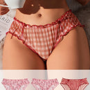 Fondo De Bikini Triangular Para Mujer Con Estampado De Cuadros Y Adorno De Lazo
