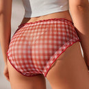Fondo De Bikini Triangular Para Mujer Con Estampado De Cuadros Y Adorno De Lazo