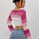 EZwear 1 Pieza Sueter De Punto Corto Con Transparencias Y Bloques De Color Para Mujer