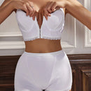 Conjunto De Lenceria Para Mujer Con Sujetador Con Cierre Frontal De Gancho Y Ojal Y Bragas Con Decoracion De Encaje