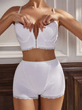 Conjunto De Lenceria Para Mujer Con Sujetador Con Cierre Frontal De Gancho Y Ojal Y Bragas Con Decoracion De Encaje