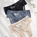 3 Piezas Ropa Interior Sexy De Encaje Con Entrepierna Abierta Y Tanga