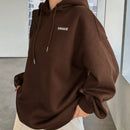 Dazy sudadera larga con capucha, holgada, con cordon y estampado de eslogan casual para mujer, otono