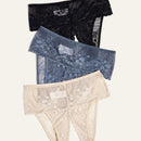 3 Piezas Ropa Interior Sexy De Encaje Con Entrepierna Abierta Y Tanga