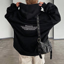 Dazy sudadera larga con capucha, holgada, con cordon y estampado de eslogan casual para mujer, otono