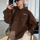 Dazy sudadera con capucha de manga larga con estampado de letras minimalista, uso diario informal