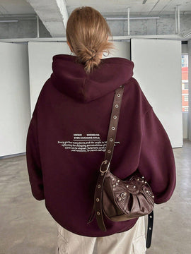 Dazy sudadera con capucha de manga larga con estampado de letras minimalista, uso diario informal