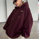 Dazy sudadera larga con capucha, holgada, con cordon y estampado de eslogan casual para mujer, otono