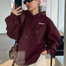 Dazy sudadera larga con capucha, holgada, con cordon y estampado de eslogan casual para mujer, otono