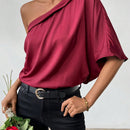 VCAY Blusa De Mujer De Una Manga Estilo Mariposa En El Hombro