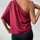 VCAY Blusa De Mujer De Una Manga Estilo Mariposa En El Hombro
