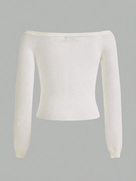 BASICS Jersey De Manga Larga Fuera Del Hombro Para Mujer
