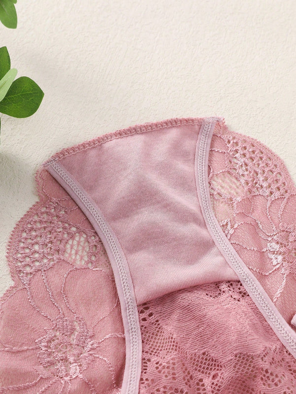 Conjunto De Tangas Triangulares De Encaje Para Mujer De 3 Piezas