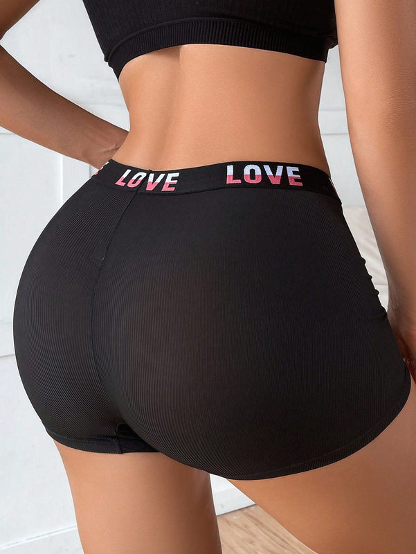 Pantalon Boyshorts Tejido Con Detalles De Letra Para Damas