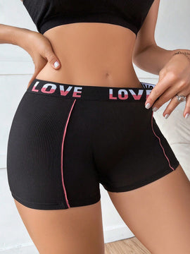 Pantalon Boyshorts Tejido Con Detalles De Letra Para Damas