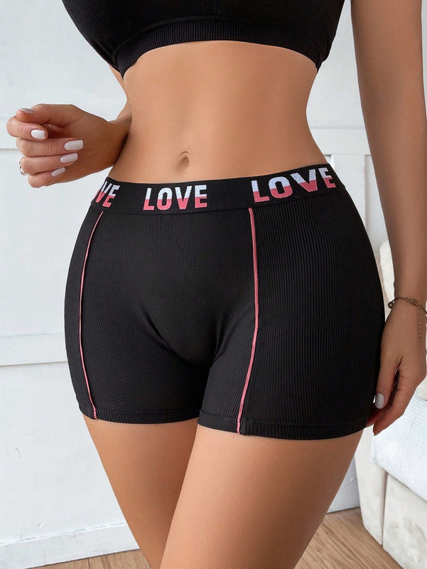 Pantalon Boyshorts Tejido Con Detalles De Letra Para Damas