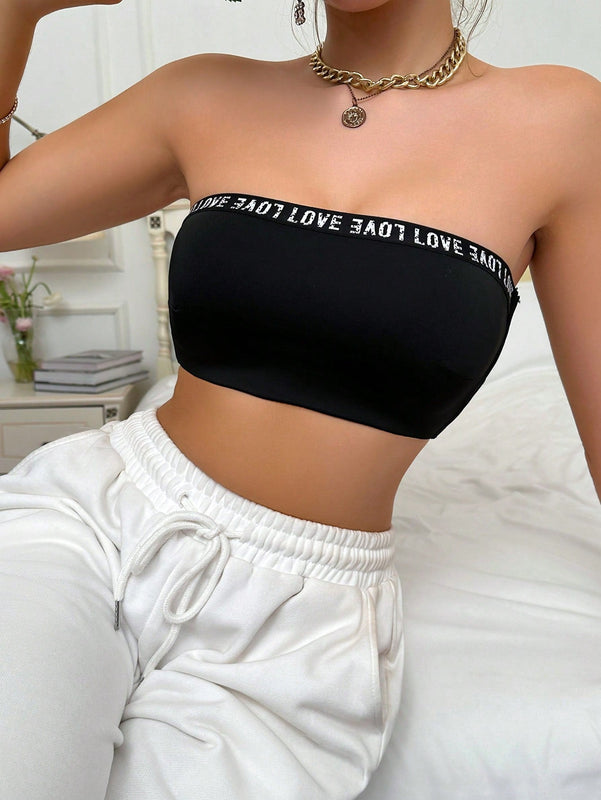 Sujetador Tipo Bandeau Para Mujeres Con Letras Impresas