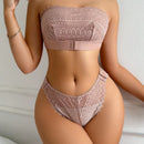 Conjunto De Brasier Y Ropa Interior Brasier sin tirantes De Encaje Para Mujer