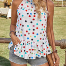 Frenchy Blusa De Cuello Halter Para Mujer Con Estampado De Lunares Coloridos