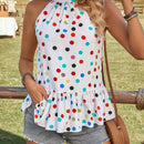 Frenchy Blusa De Cuello Halter Para Mujer Con Estampado De Lunares Coloridos