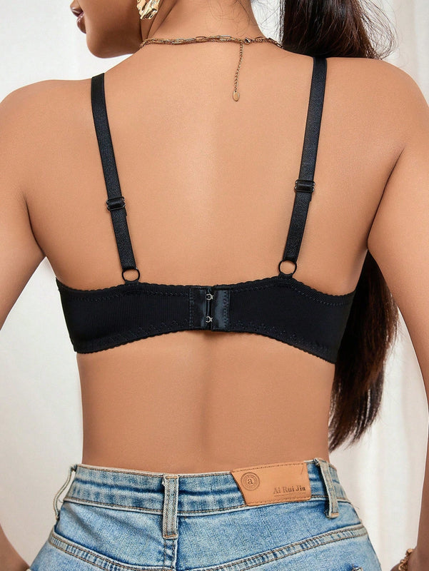 Lenceria De Sujetador Para Mujeres Con Encaje De Hueco Y Empalme