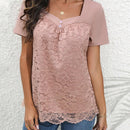 Camisa Con Cuello En Forma De Corazon Con Encaje