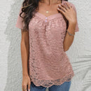 Camisa Con Cuello En Forma De Corazon Con Encaje