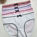 4 Piezas/set Panties De Triangulo Con Diseno De Bloques De Color Para Mujer De Altura Media Con Lazo De Mono