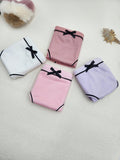 4 Piezas/set Panties De Triangulo Con Diseno De Bloques De Color Para Mujer De Altura Media Con Lazo De Mono