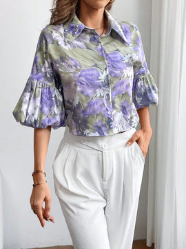 Prive Camisa De Mujer Con Estampado Floral Y Cierre De Un Solo Boton