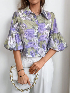 Prive Camisa De Mujer Con Estampado Floral Y Cierre De Un Solo Boton