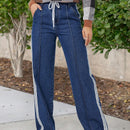 LUNE Jeans De Mezclilla Con Corte Holgado Y Decoracion De Rayas