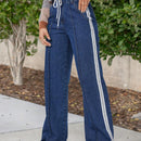 LUNE Jeans De Mezclilla Con Corte Holgado Y Decoracion De Rayas