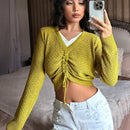 EZwear Sudadera Corta Con Cordon Y Manga Larga Para Mujer
