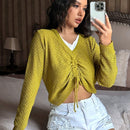 EZwear Sudadera Corta Con Cordon Y Manga Larga Para Mujer