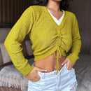 EZwear Sudadera Corta Con Cordon Y Manga Larga Para Mujer