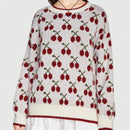 Sweetness Sweater Con Estampado De Cerezas Y Hombros Caidos